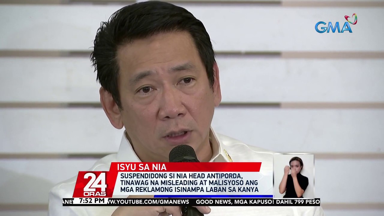 Suspendidong si NIA Head Antiporda, tinawag na misleading at malisyoso ang mga reklamong isinampa laban sa kanya | 24 Oras