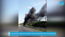 Se prendió fuego un camión en el empalme de la Autopista