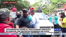 ¡Zafarrancho! A empujones e insultos se van miembros del dividido sindicato de Hondutel