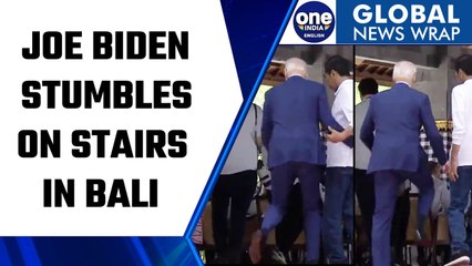 US President Joe Biden stumbles on stairs in Bali, Watch viral video | Oneindia News