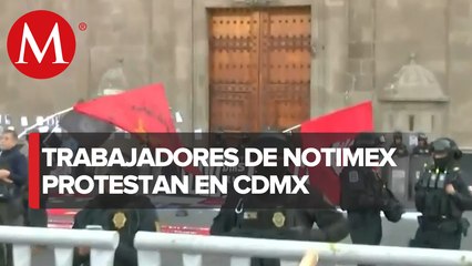 Protesta tras mil días de huelga de trabajadores en Palacio Nacional