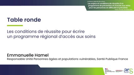 8. "Les conditions de réussite pour écrire un programme régional d’accès aux soins" / Emmanuelle Hammel