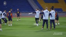 La selección española de fútbol se entrena en Amán preparando el partido de mañana ante Jordania
