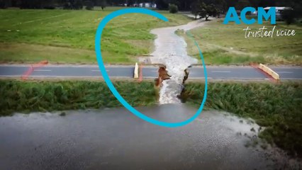 A sinkhole  collapses a bridge in Rutherglen, Victoria