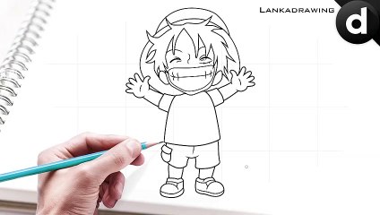 how to draw luffy one piece as a child