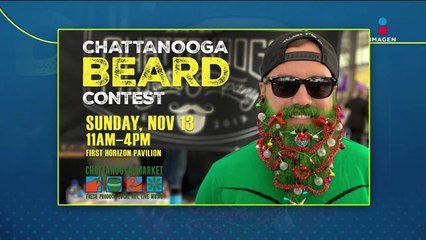 Realizan concurso de barba en Tennessee y el ganador forma un árbol de Navidad