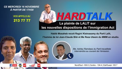 HARDTALK - La plainte de LALIT sur les nouvelles dispositions de l’Immigration Act.