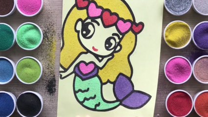 Belajar mewarnai pasir stiker mermaid