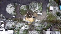 Aerial images show site of missile blast in Poland