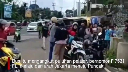 Download Video: Detik-Detik Rem Blong, Bus Mundur dan Terbalik di Puncak