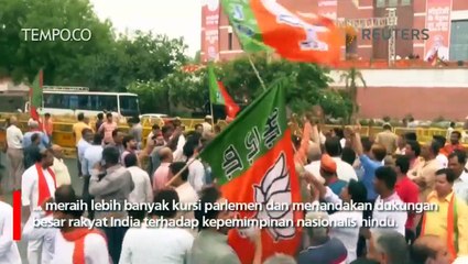 Pendukung Rayakan Kemenangan Narendra Modi Jadi PM India