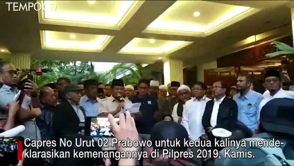 Lagi, Prabowo Deklarasi Kemenangan Pilpres, Sandiaga Hadir tapi Diam