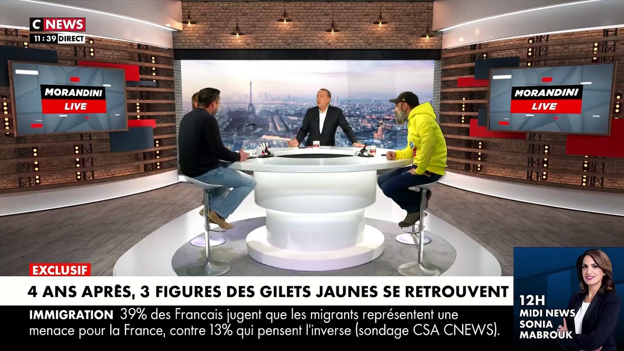 4 ans des gilets jaunes - Le geste choc de Jérôme Rodrigues dans "Morandini Live": Il tape sur son oeil de verre pour résumer la peur des manifestants - VIDEO