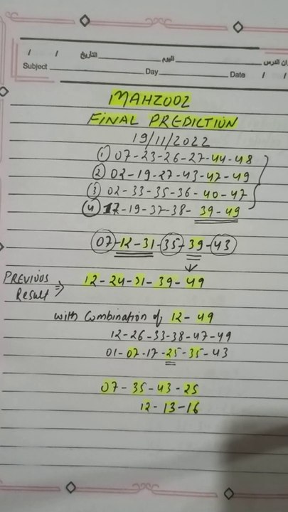 Mahzooz final prediction