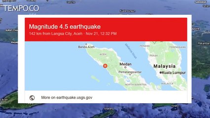 BMKG Catat Gempa Magnitudo 5,2 Goyang Banda Aceh