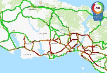İstanbul'da trafik yoğunluğu yüzde 90'a ulaştı