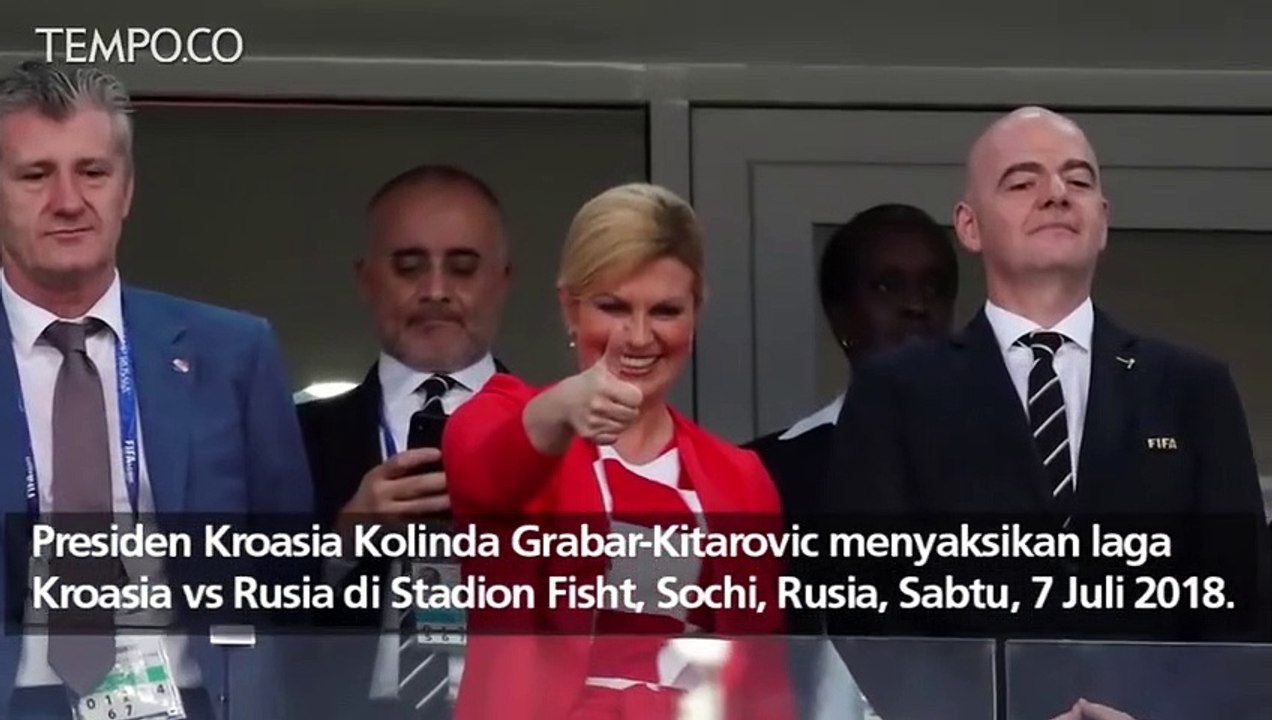 Ekspresi Presiden Kroasia Saat Timnya Beraksi di Piala Dunia 2018