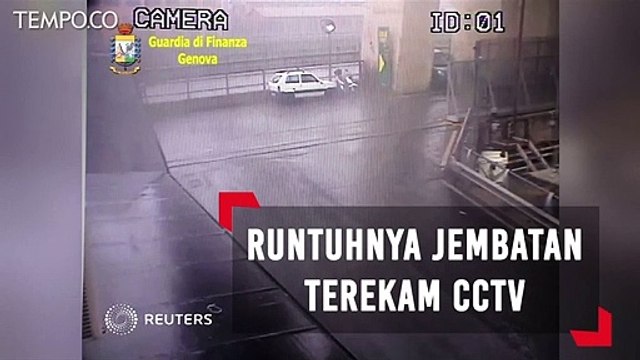 Detik-detik Runtuhnya Jembatan Genoa Terekam CCTV