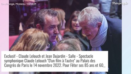 Download Video: Jean Dujardin et Nathalie Péchalat complices comme rarement, pour les 85 ans grandioses de Claude Lelouch