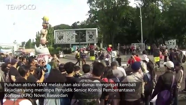 Puluhan Aktivis HAM Gelar Aksi Damai 1 Tahun Penyerangan Novel