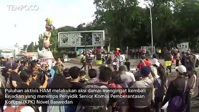 Puluhan Aktivis HAM Gelar Aksi Damai 1 Tahun Penyerangan Novel