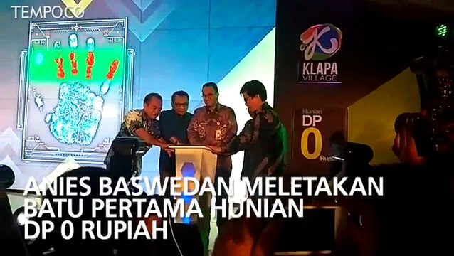 Anies Baswedan Meletakan Batu Pertama Hunian DP 0 Rupiah