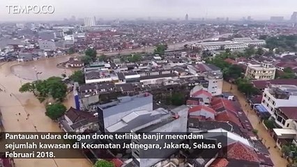 Video Drone: Ciliwung Meluap, Jatinegara Barat Terendam Banjir