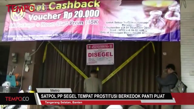 Satpol PP Segel Tempat Prostitusi Berkedok Panti Pijat