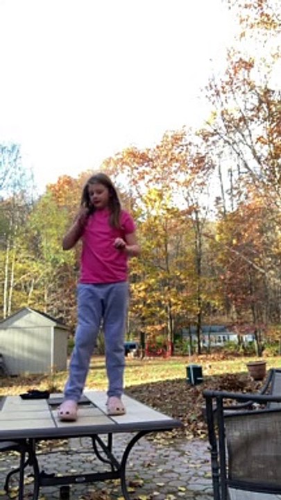 Daughter Doing Dance on Table Falls Through