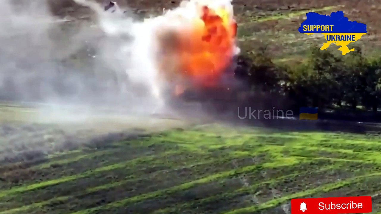 Ukraine drone footage!Ukrainian forces blow up an unsuspecting Russian tank in a massive blast