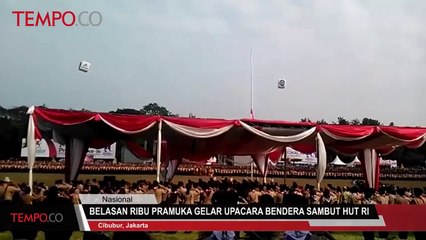Belasan Ribu Pramuka Gelar Upacara Bendera Sambut HUT RI