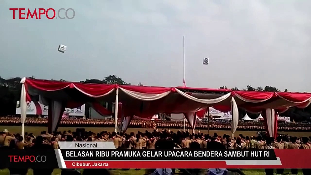 Belasan Ribu Pramuka Gelar Upacara Bendera Sambut HUT RI