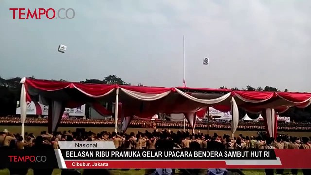 Belasan Ribu Pramuka Gelar Upacara Bendera Sambut HUT RI