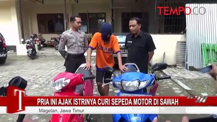 Pria Ini Ajak Istrinya Curi Sepeda Motor di Sawah.mp4