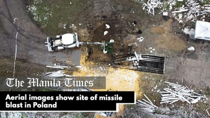 Aerial images show site of missile blast in Poland