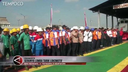 Serunya Saat Pegawai KAI Berlomba Menarik Lokomotif
