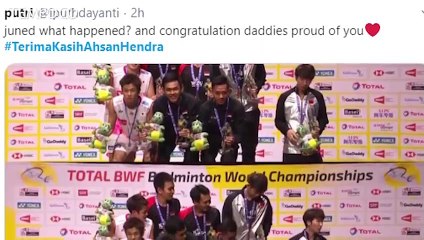 Juara Dunia Badminton, Tagar #TerimaKasihAhsanHendra Tranding