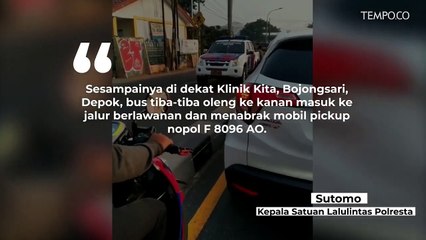 Kecelakaan Bus Pusaka Vs Pick Up di Depok, Dua Orang Meninggal