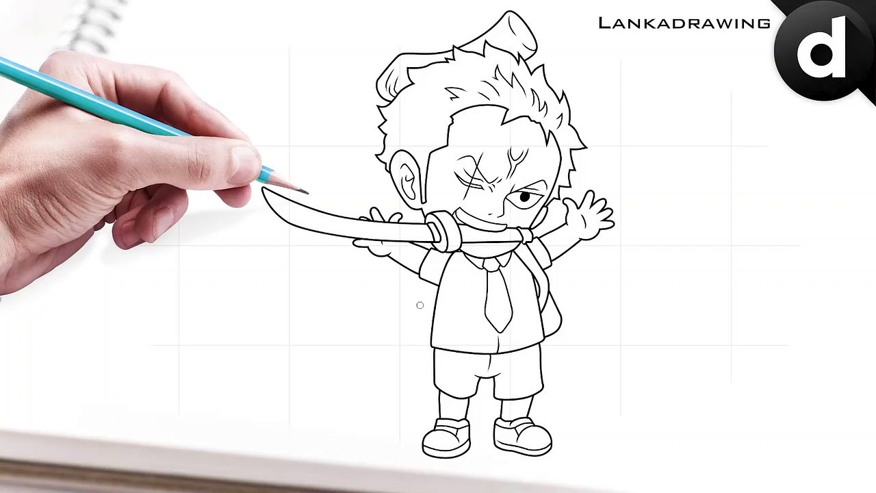 how to draw rorona zoro one piece as a child
