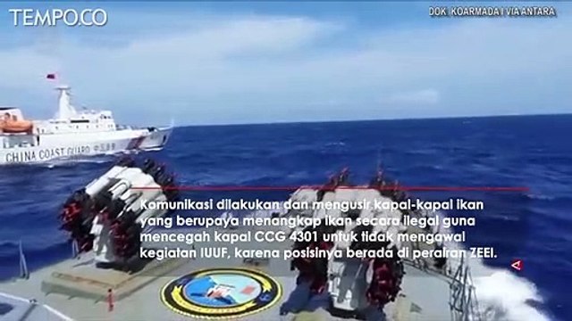 KRI Tjiptadi-381 Usir Kapal Coast Guard China yang Masuk Perairan Natuna