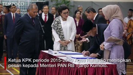 Download Video: Ini Pesan Agus Rahardjo ke Menteri PAN RB Tjahjo Kumolo