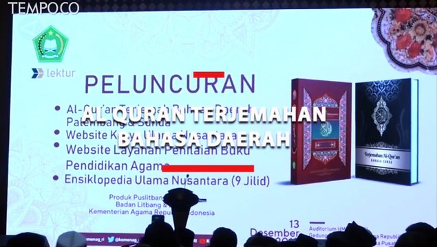 Al Quran Terjemahan dalam 21 Bahasa Daerah Resmi Diluncurkan