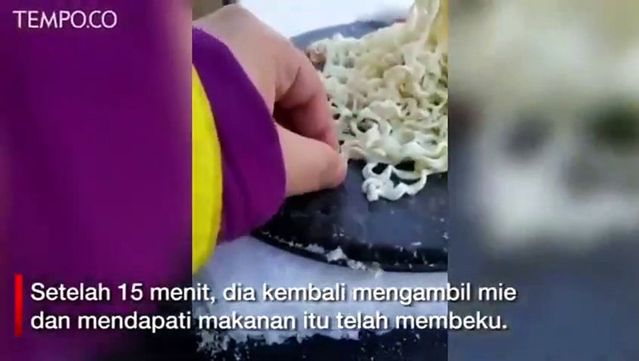 Suhu Minus 32 Derajat, Mie Instan Membeku Seperti Patung