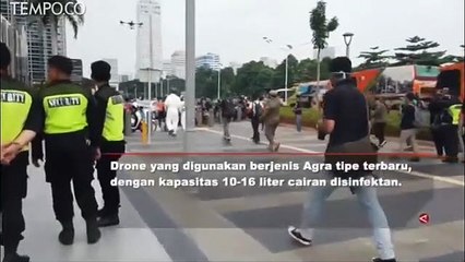 Jakarta Selatan Uji Coba Penyemprotan Disinfektan dengan Drone