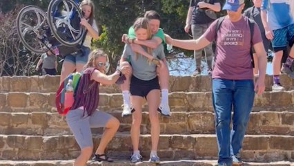 Daughter Goes Viral When She Shows How She Carried Dad's Wheelchair Down Steps | Happily TV