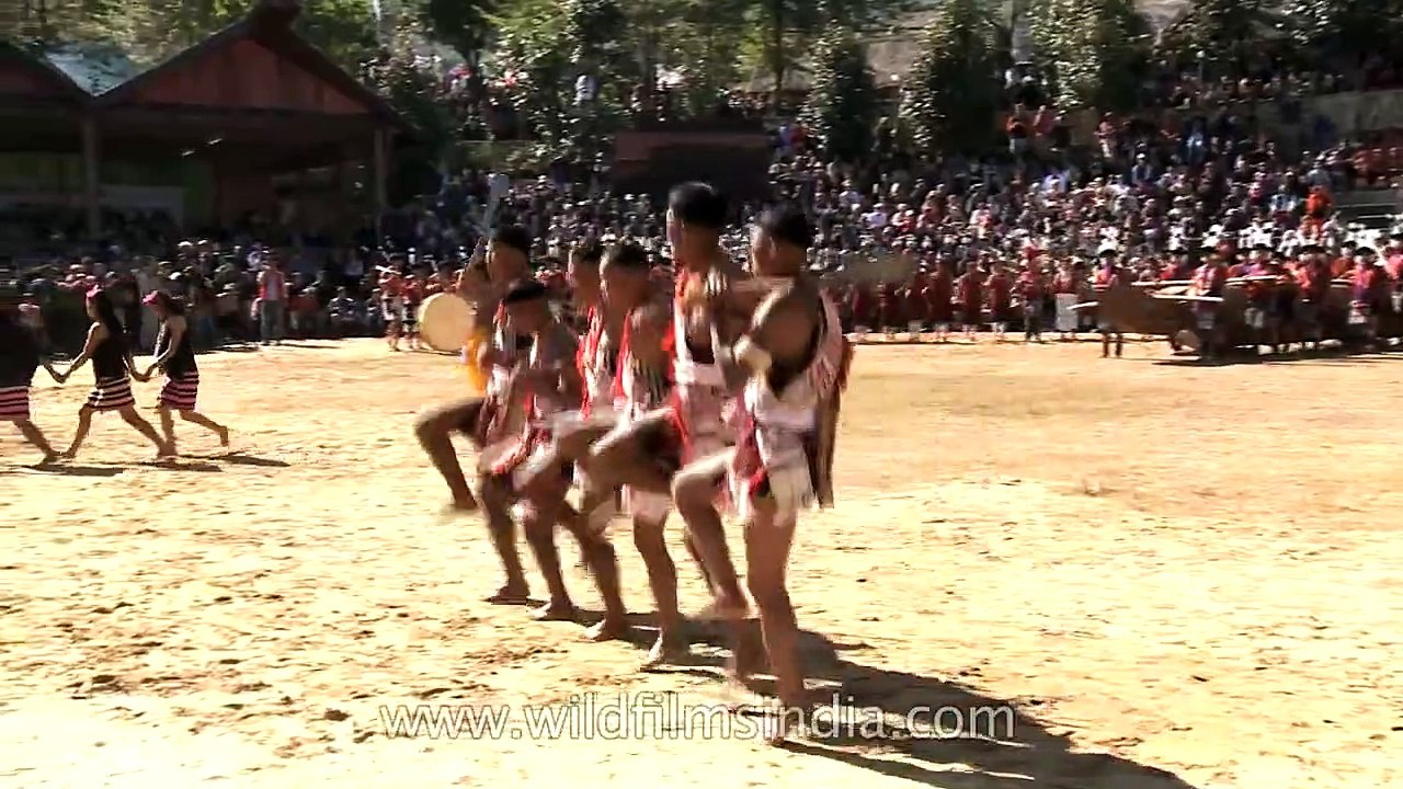 Tribal chants, drums and war cries at the opening of Hornbill Festival, Nagaland