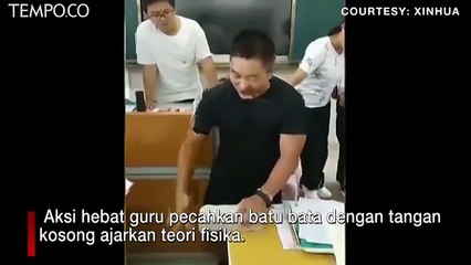 Begini Aksi Guru Pecahkan Batu Bata dengan Tangan Kosong, Ajarkan Teori Fisika