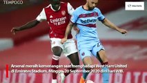 Menang Tipis Arsenal 2-1 Lawan West Ham