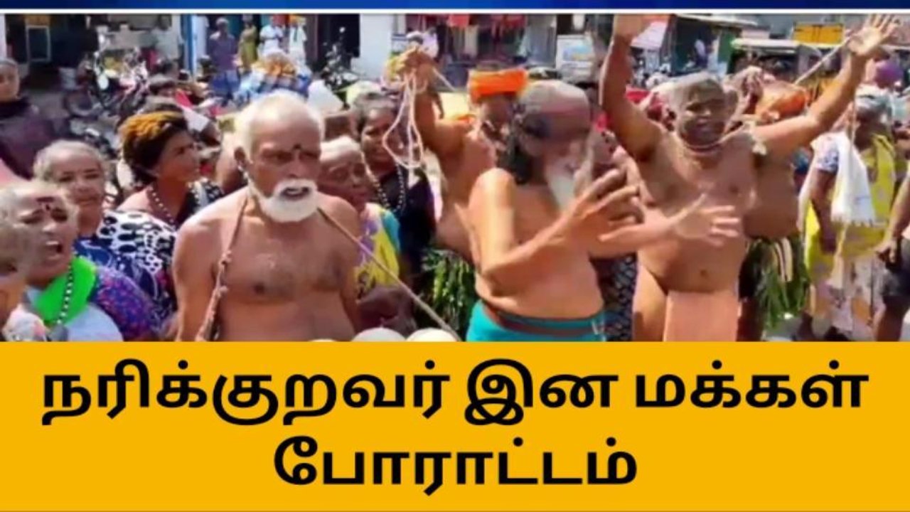 பெரம்பலூர்:நரிக்குறவ சமுகத்தினர் அரை நிர்வாண போராட்டம்!