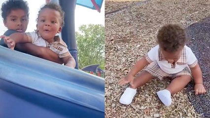 Mom films 1 y/o twins' TUMBLY experience walking with shoes on for the first time